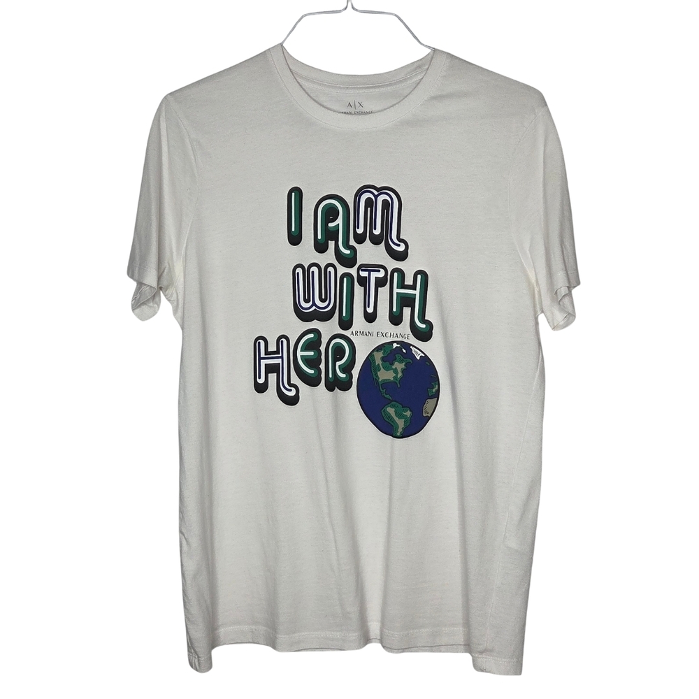 Armani Exchange White Graphic Tee